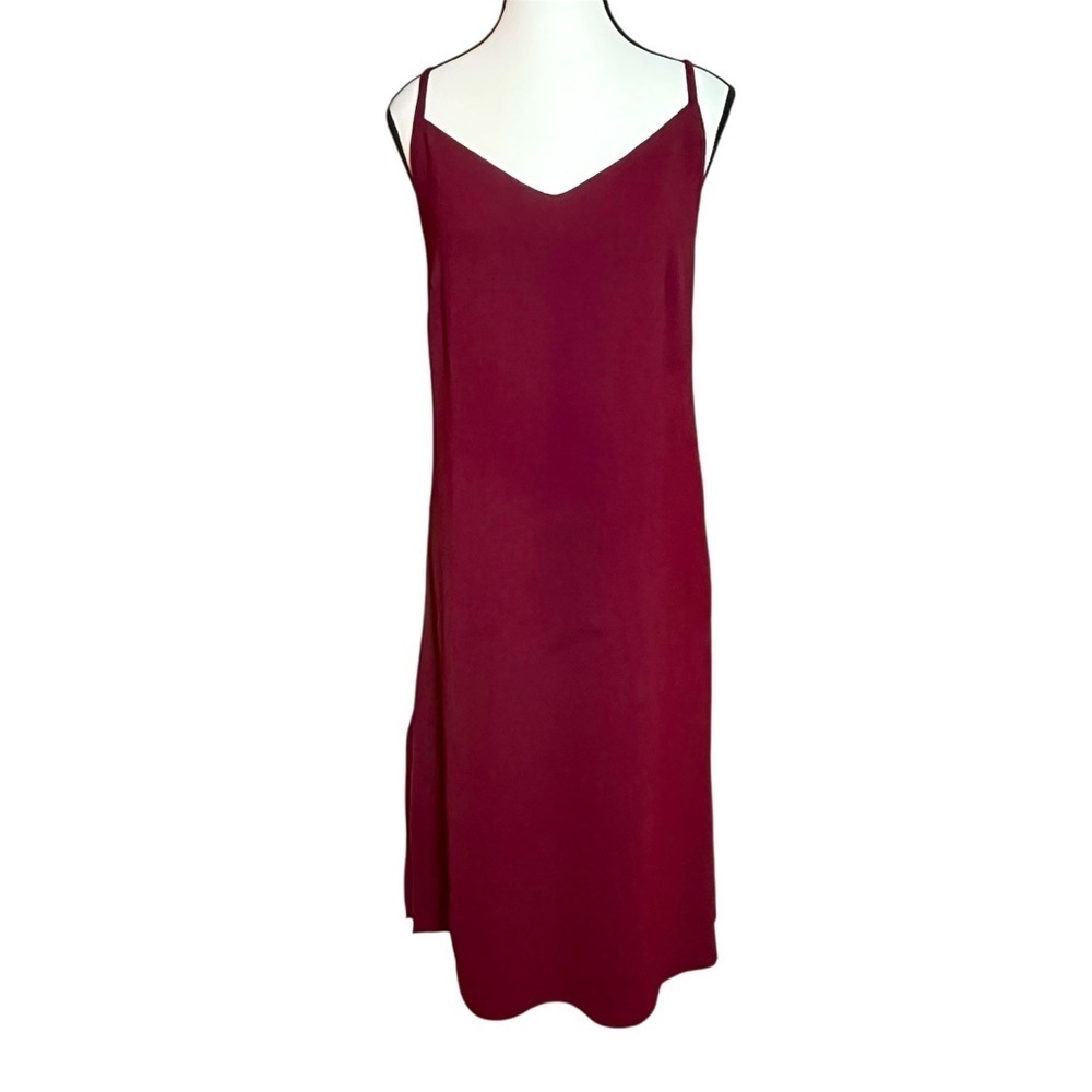 See You Monday Size Medium Maroon Burgundy Red Slip Dress Shift Crepe Sundress